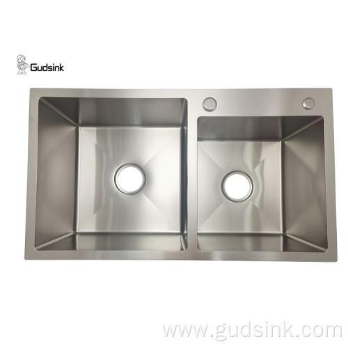 Hot-sale handmade double bowl stainless steel sink